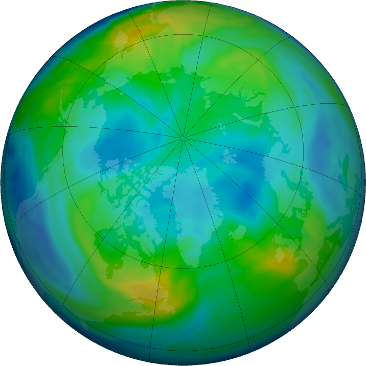 Arctic ozone map for 09 November 2019